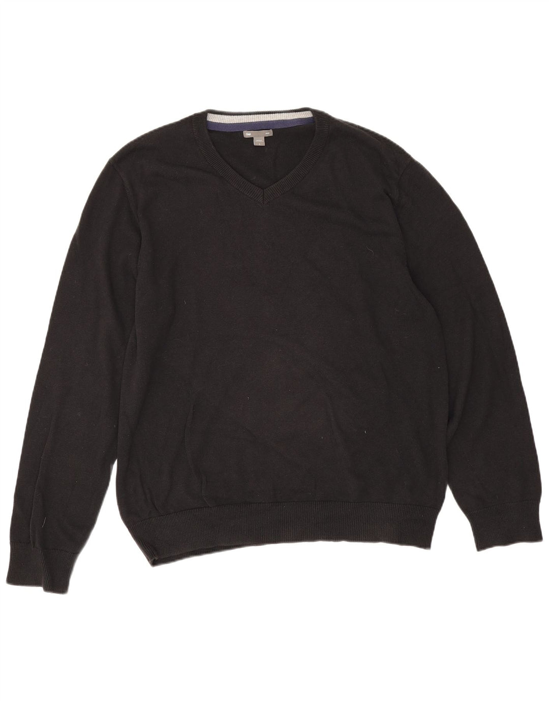 Gap Mens V-Neck Jumper Sweater Large Black Cotton