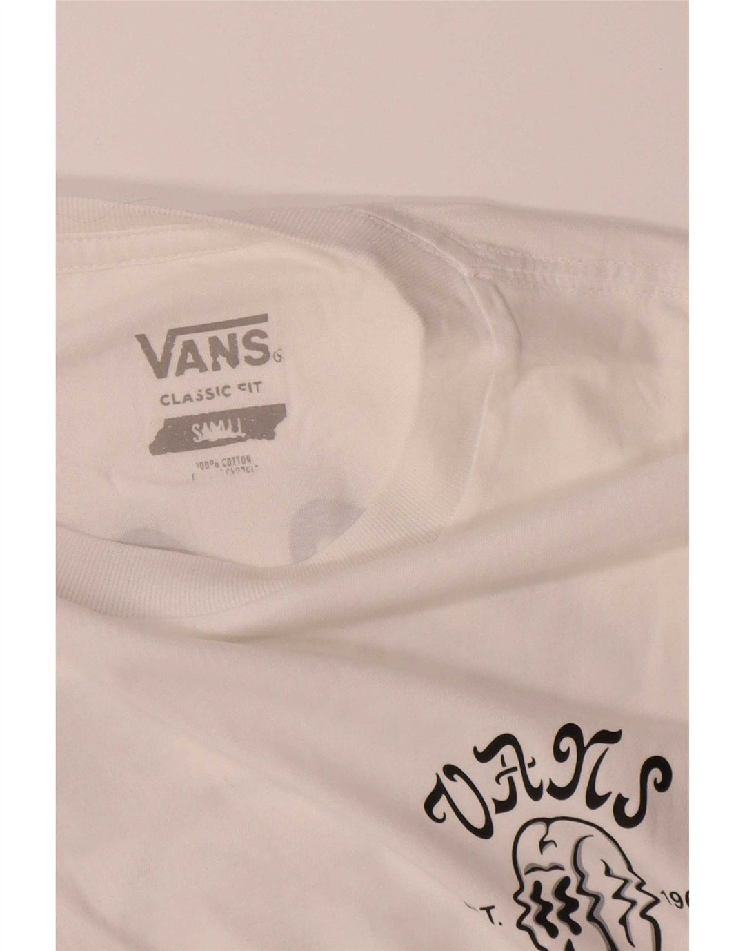Vans Mens Classic Fit Graphic T-Shirt Top Small White Cotton