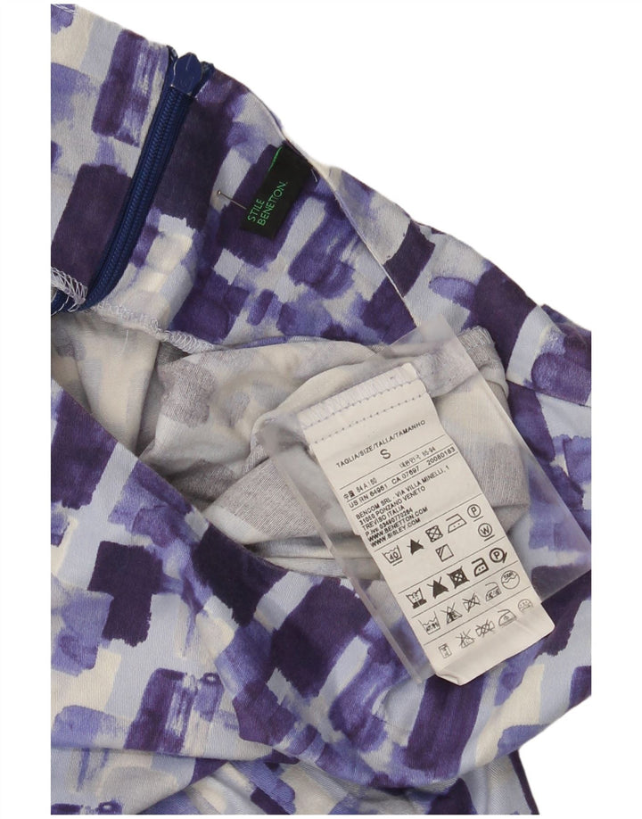 Benetton Womens Sheath Dress UK 10 Small Blue Check Cotton