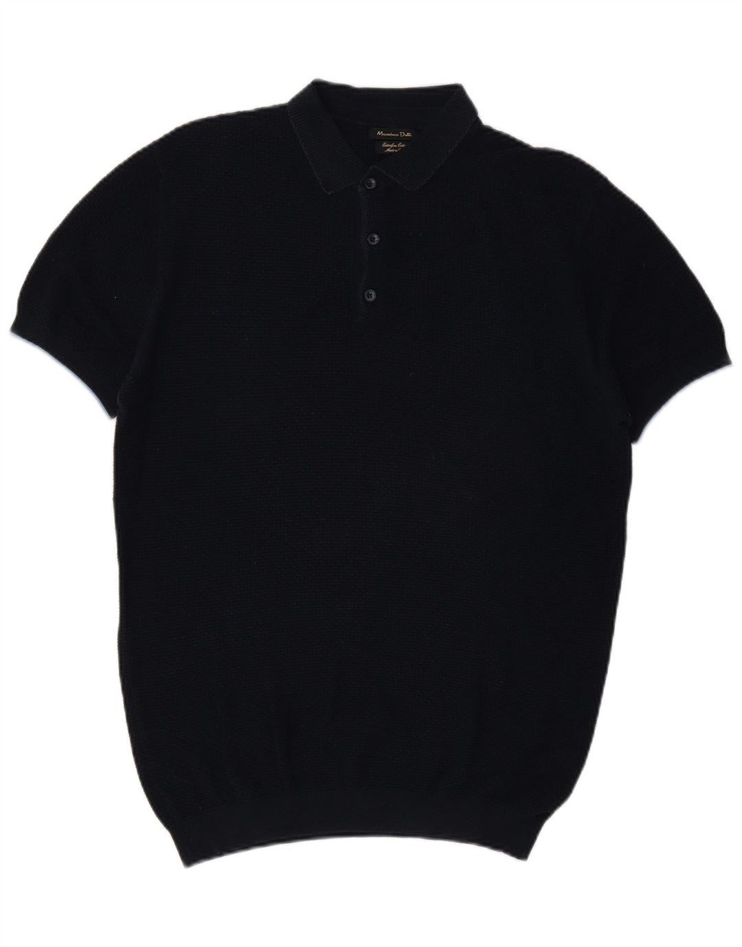Massimo Dutti Mens Short Sleeve Polo Neck Jumper Sweater Medium Navy Blue