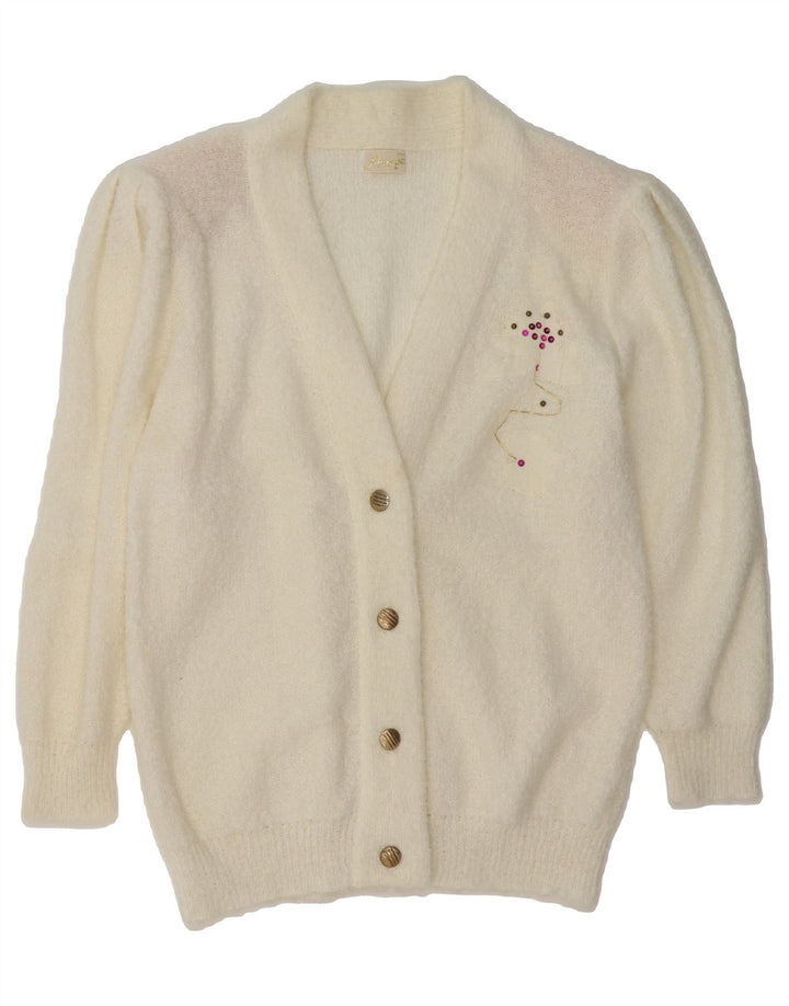 MIRAGE Womens Cardigan Sweater UK 12 Medium White Vintage Mirage and Second-Hand Mirage from Messina Hembry 
