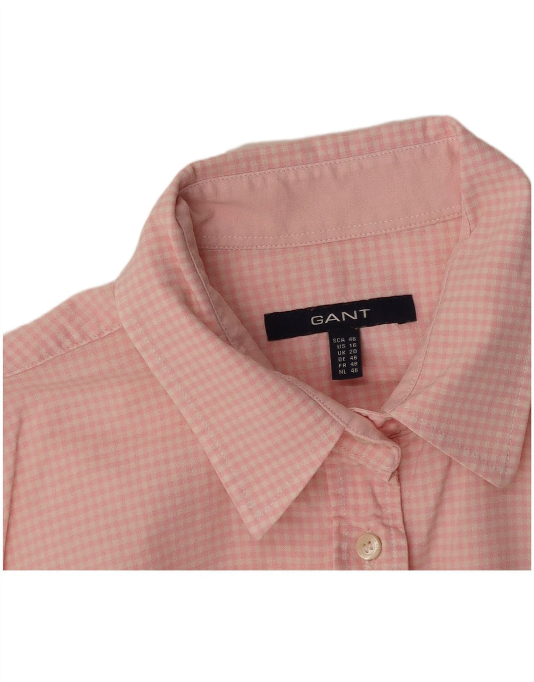 GANT Womens Short Sleeve Shirt UK 20 Large Pink Gingham