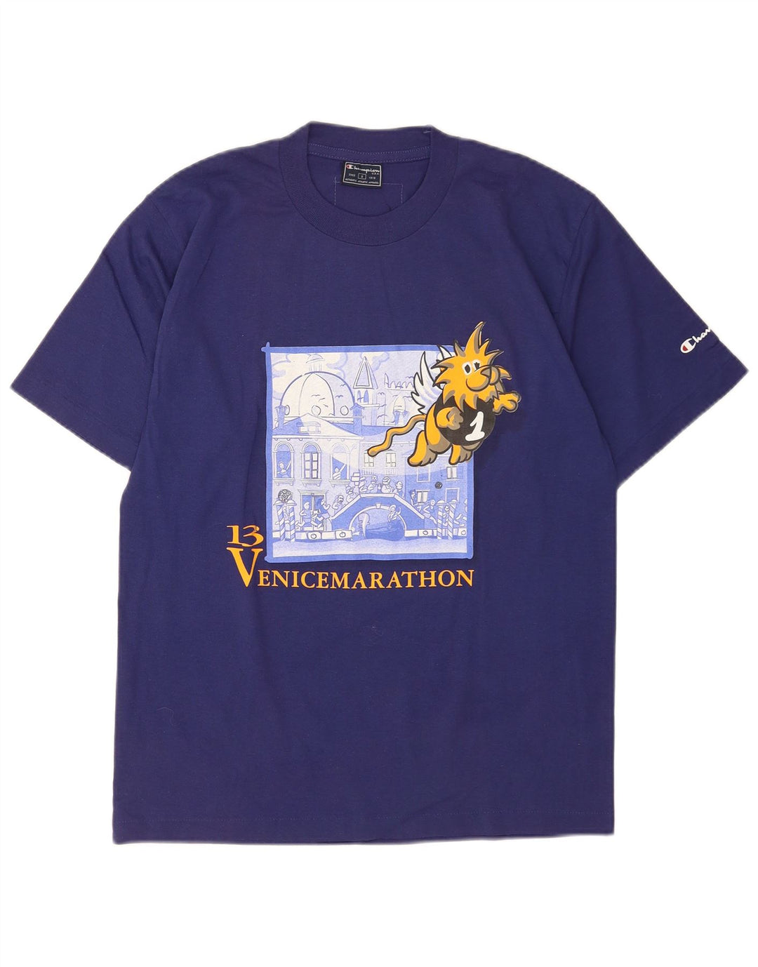Champion Mens Graphic T-Shirt Top Small Blue Cotton