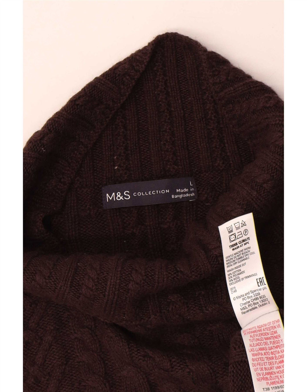 Marks & Spencer Womens Turtle Neck Jumper Sweater UK 16 Large Brown