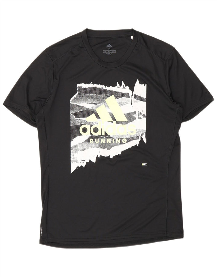 Adidas Mens Climalite Graphic T-Shirt Top Small Black Polyester