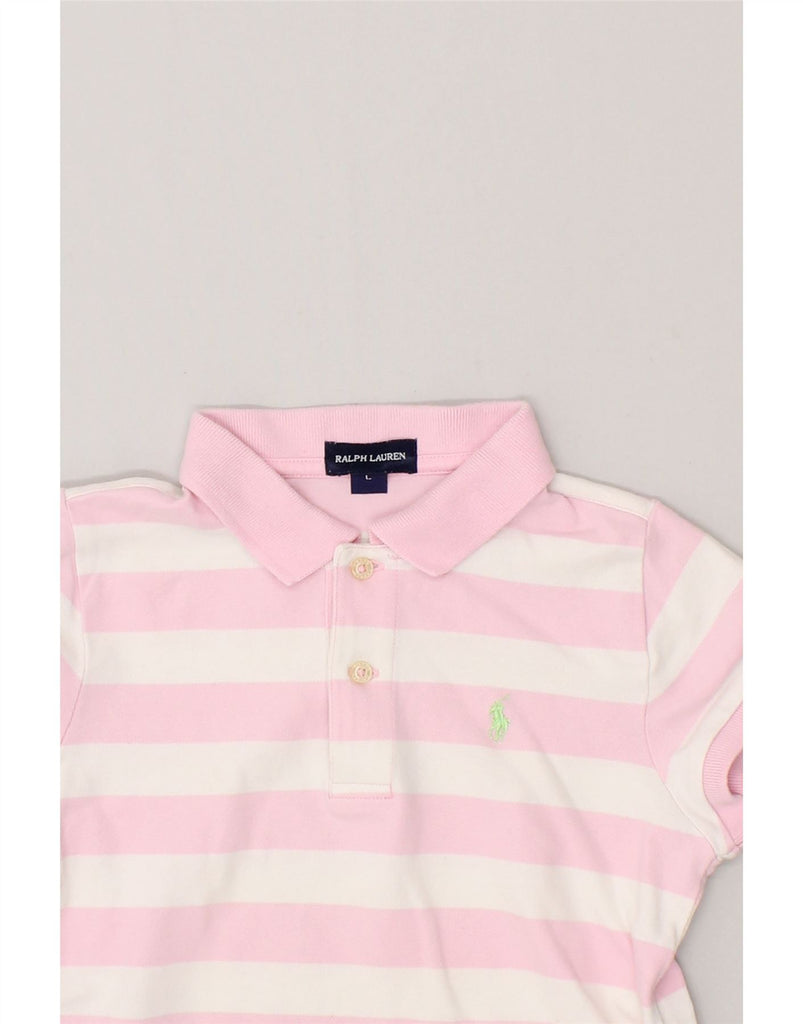 RALPH LAUREN Boys Polo Shirt 7-8 Years Large Pink Striped Cotton | Vintage Ralph Lauren | Thrift | Second-Hand Ralph Lauren | Used Clothing | Messina Hembry 