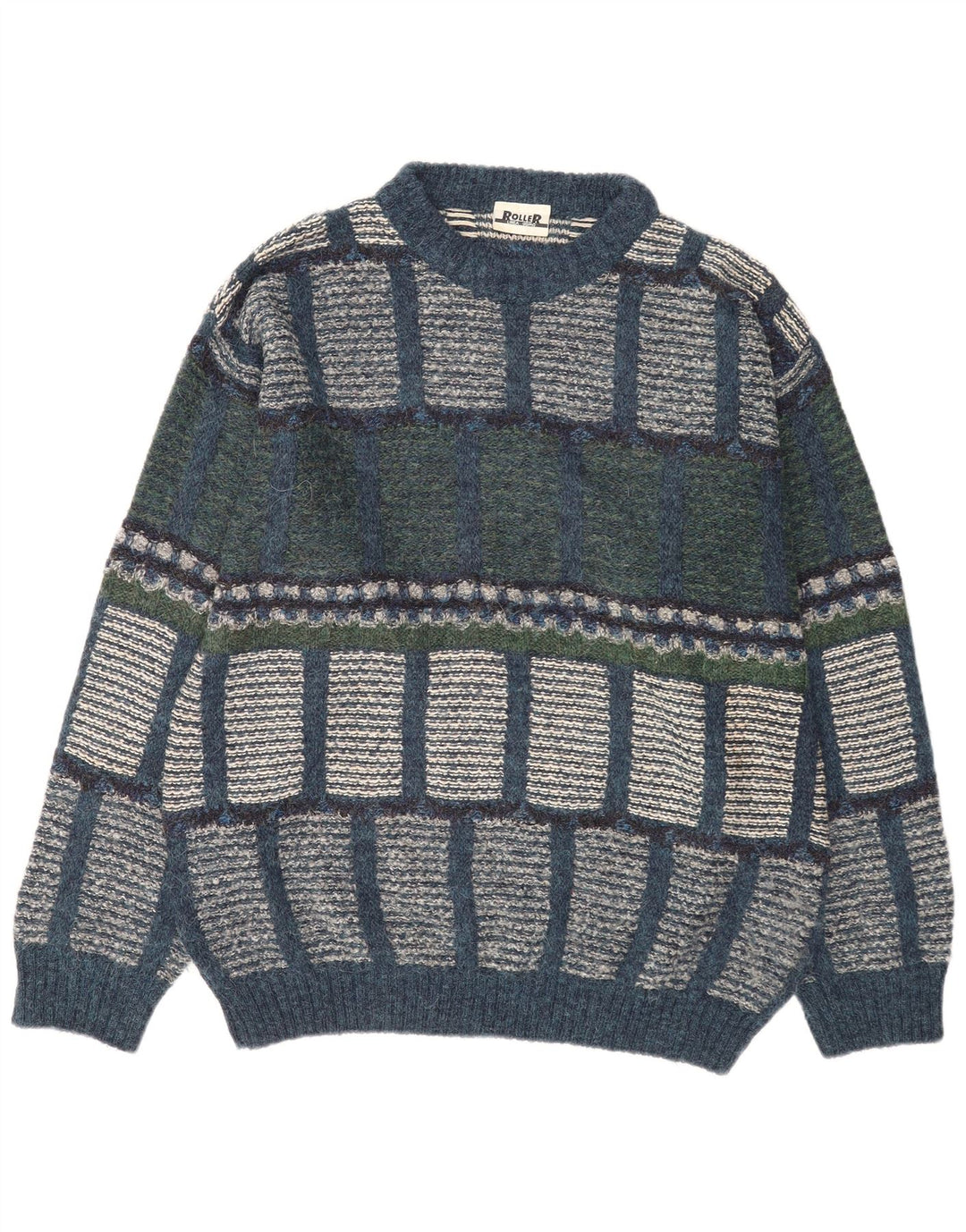 Vintage Mens Crew Neck Jumper Sweater IT 48 Medium Multicoloured Geometric