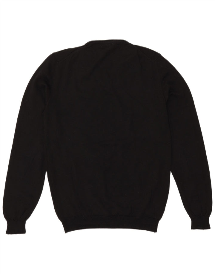 CALVIN KLEIN Mens V-Neck Jumper Sweater Large Black Wool