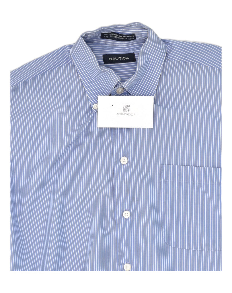 NAUTICA Mens Shirt Size 15 1/2  Medium Blue Pinstripe Cotton | Vintage Nautica | Thrift | Second-Hand Nautica | Used Clothing | Messina Hembry 