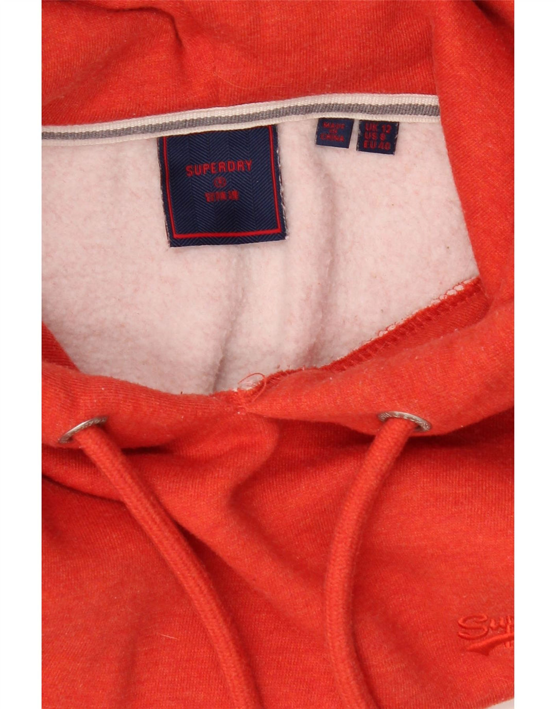 SUPERDRY Womens Hoodie Jumper UK 12 Medium Red Cotton Vintage Superdry and Second-Hand Superdry from Messina Hembry 