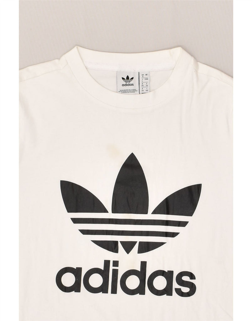 ADIDAS Womens Graphic T-Shirt Top UK 8 Small White Cotton | Vintage Adidas | Thrift | Second-Hand Adidas | Used Clothing | Messina Hembry 