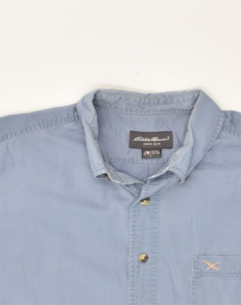 EDDIE BAUER Mens Short Sleeve Shirt Large Blue Cotton | Vintage Eddie Bauer | Thrift | Second-Hand Eddie Bauer | Used Clothing | Messina Hembry 