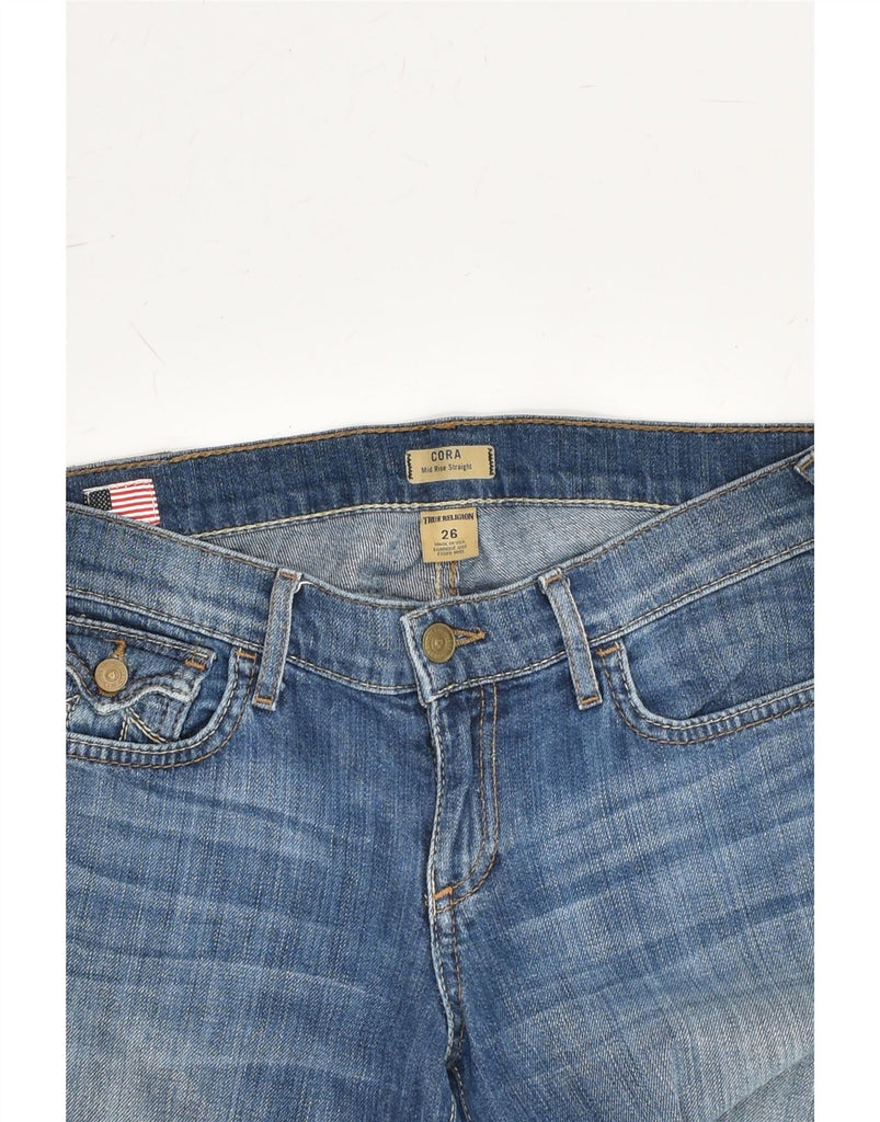 TRUE RELIGION Womens Cora Mid Rise Straight Jeans W26 L34 Blue Cotton | Vintage True Religion | Thrift | Second-Hand True Religion | Used Clothing | Messina Hembry 