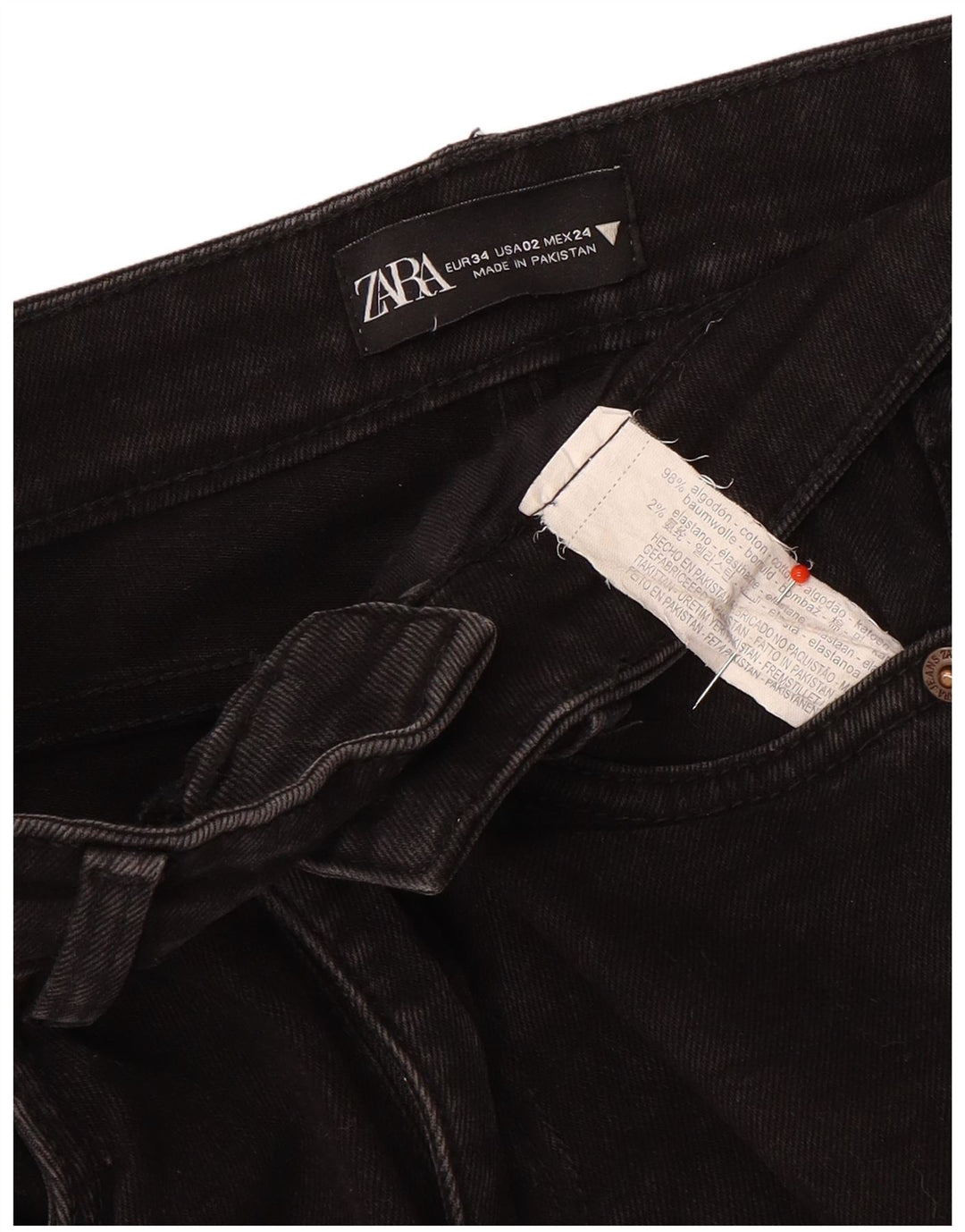 Zara Womens Flared Jeans EU 24 2XS W24 L26 Black Cotton