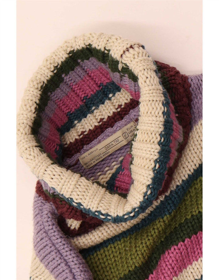 Zara Womens Trafaluc Roll Neck Jumper Sweater UK 14 Large Multicoloured