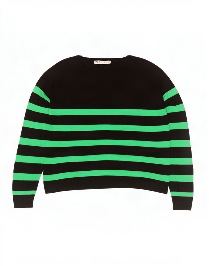 Zara Womens Oversized Blouse Top UK 10 Small Black Striped