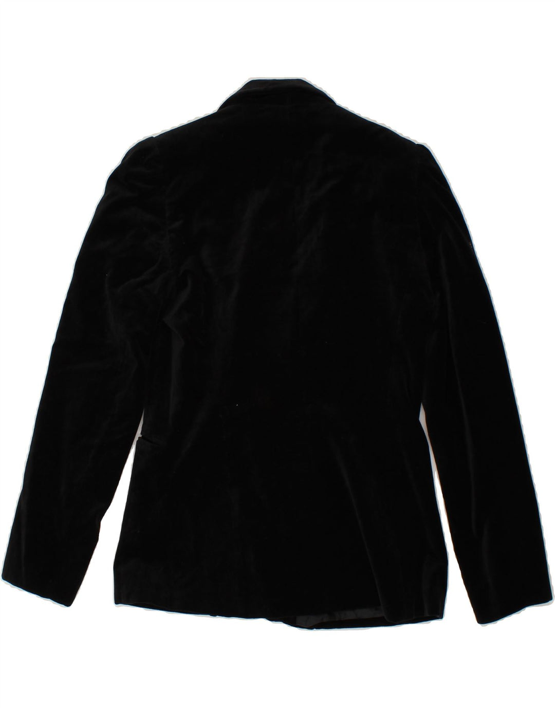 ESSENTIALS Womens 1 Button Blazer Jacket UK 12 Medium  Black Cotton Vintage Essentials and Second-Hand Essentials from Messina Hembry 