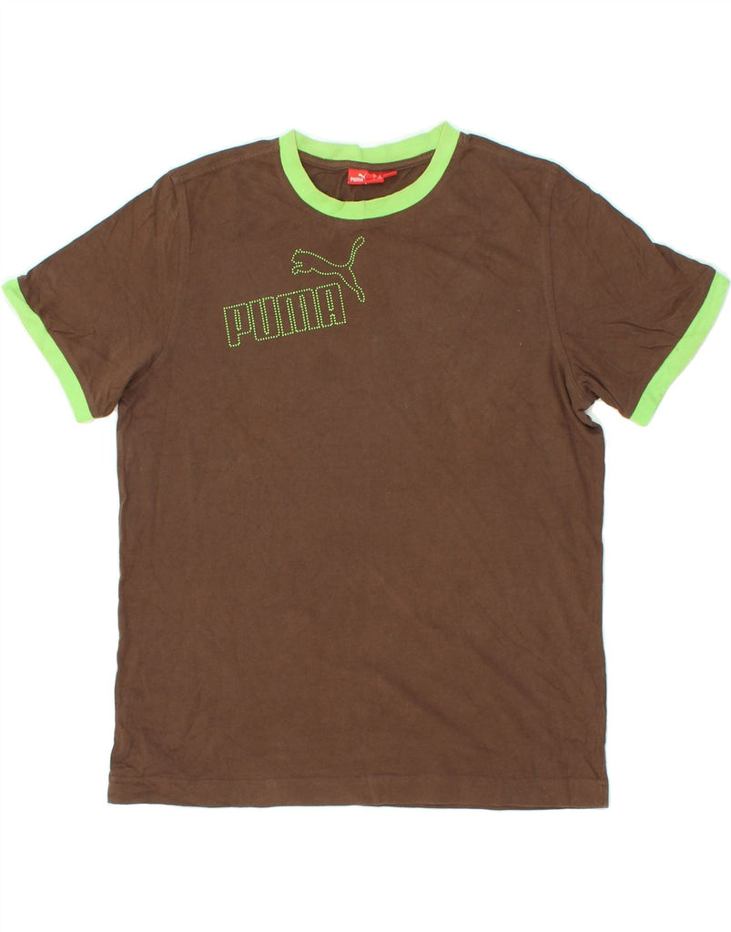 PUMA Mens Graphic T-Shirt Top Medium Brown Cotton | Vintage Puma | Thrift | Second-Hand Puma | Used Clothing | Messina Hembry 