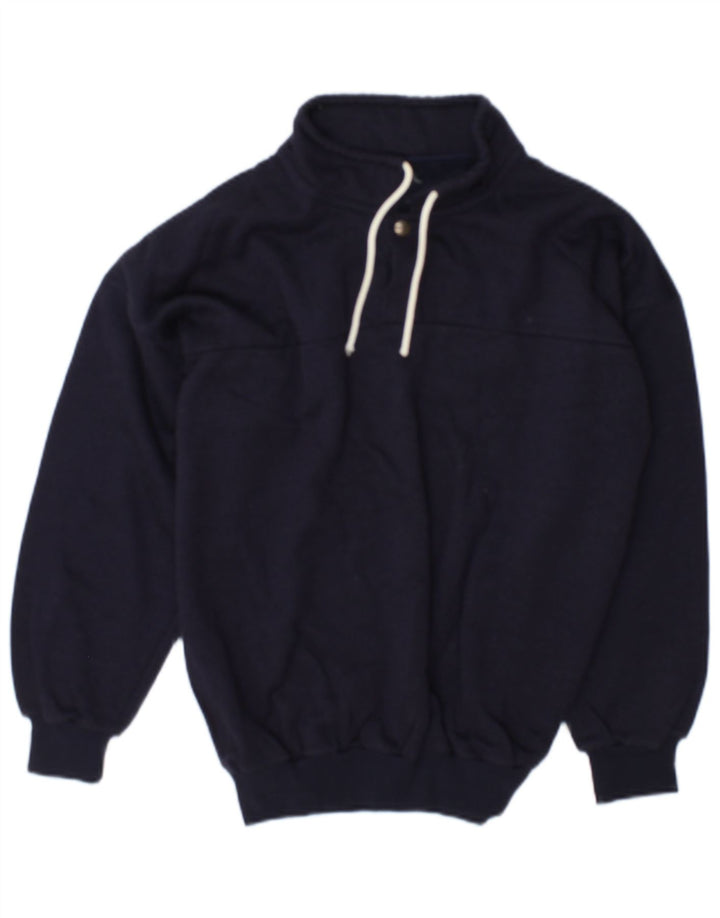 Vintage Womens Sweatshirt Jumper UK 14 Medium Navy Blue Cotton