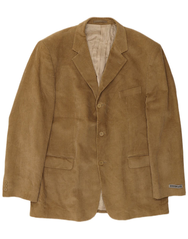 Kartel Mens 3 Button Corduroy Blazer Jacket UK 46 3XL Brown Cotton