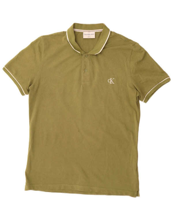 CALVIN KLEIN JEANS Mens Slim Fit Polo Shirt XL Khaki Cotton