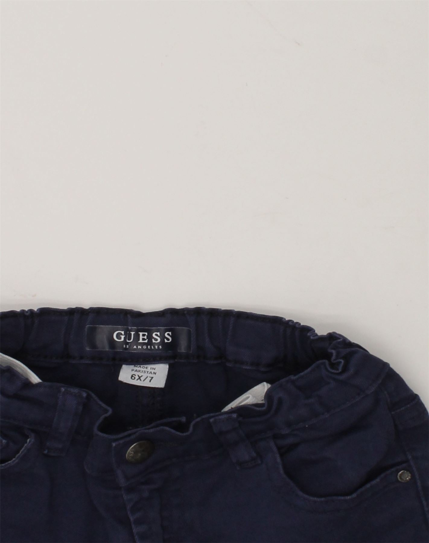 GUESS Boys Denim Shorts 6-7 Years W23 Navy Blue Cotton | Vintage