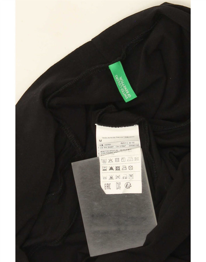 Benetton Womens Sleeveless Bodysuit UK 12 Medium Black Cotton
