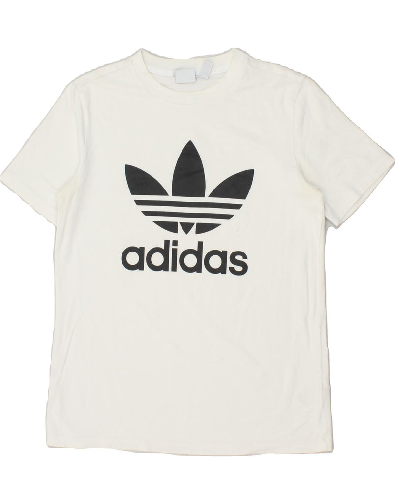 ADIDAS Womens Graphic T-Shirt Top UK 12 Medium White Cotton Vintage Adidas and Second-Hand Adidas from Messina Hembry 