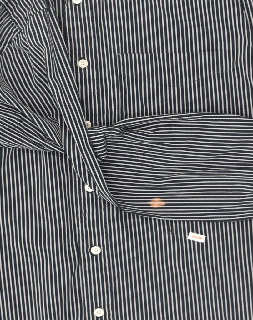 NAUTICA Mens Shirt Medium Black Pinstripe Cotton | Vintage Nautica | Thrift | Second-Hand Nautica | Used Clothing | Messina Hembry 