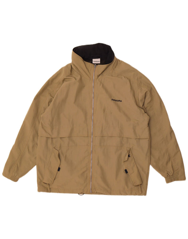 Diadora Mens Loose Fit Rain Jacket UK 36 Small Khaki Polyamide