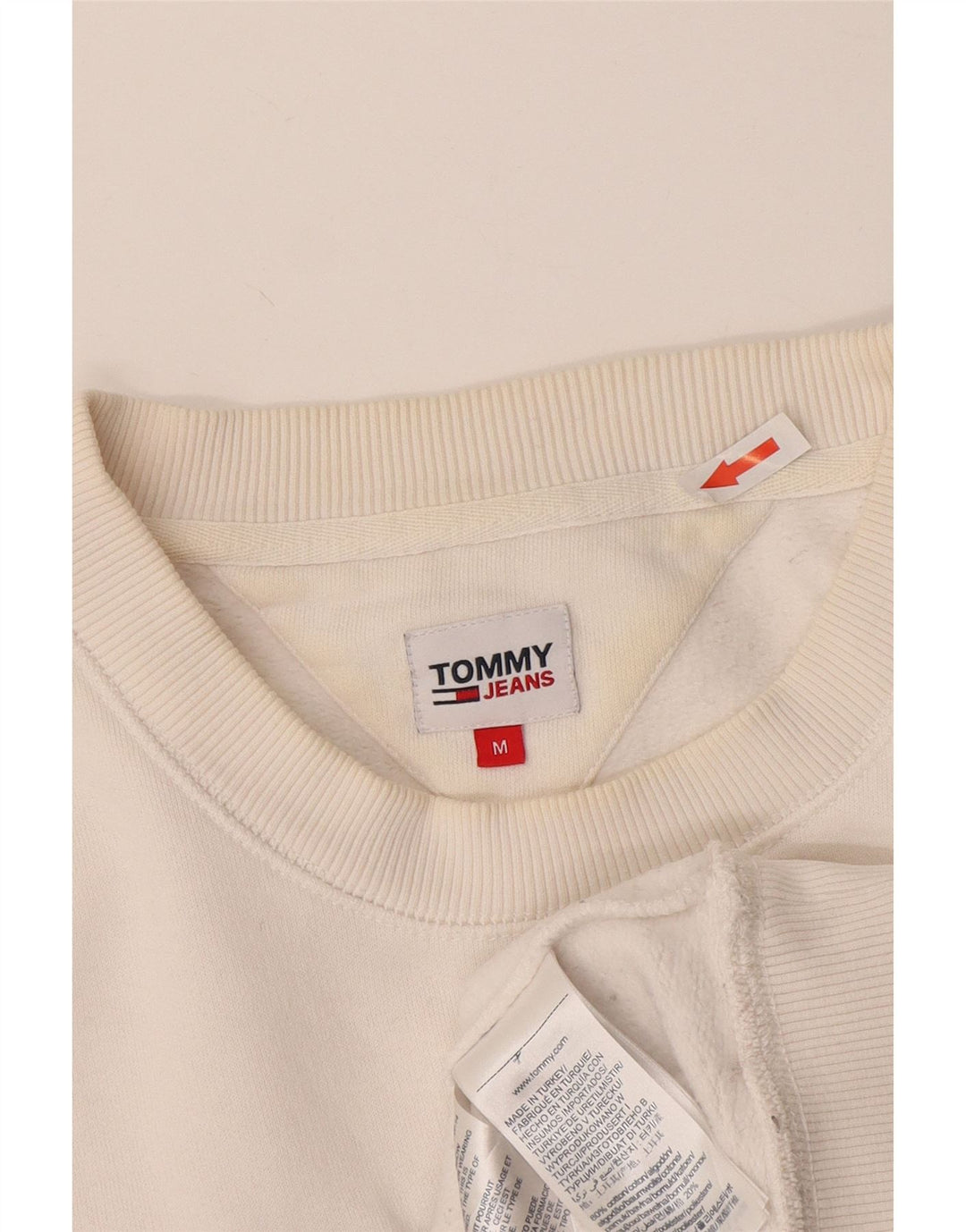 Tommy Hilfiger Mens Graphic Sweatshirt Jumper Medium White Cotton