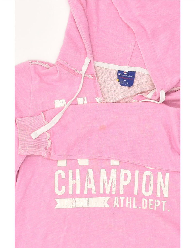 CHAMPION Womens Graphic Hoodie Jumper UK 10 Small Pink Cotton | Vintage Champion | Thrift | Second-Hand Champion | Used Clothing | Messina Hembry 