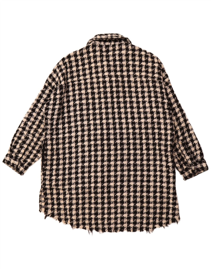 ZARA Womens Oversized Overshirt Shirt UK 10 Small Black Houndstooth