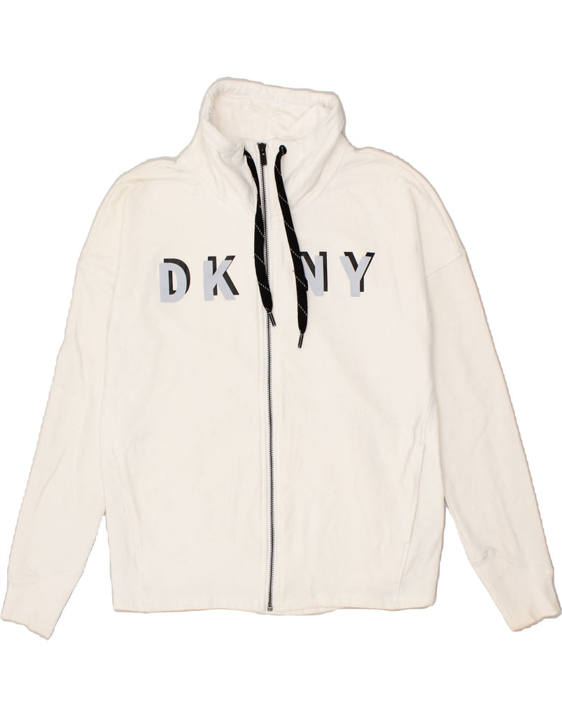 DKNY Mens Graphic Tracksuit Top Jacket Small White Cotton | Vintage Dkny | Thrift | Second-Hand Dkny | Used Clothing | Messina Hembry 