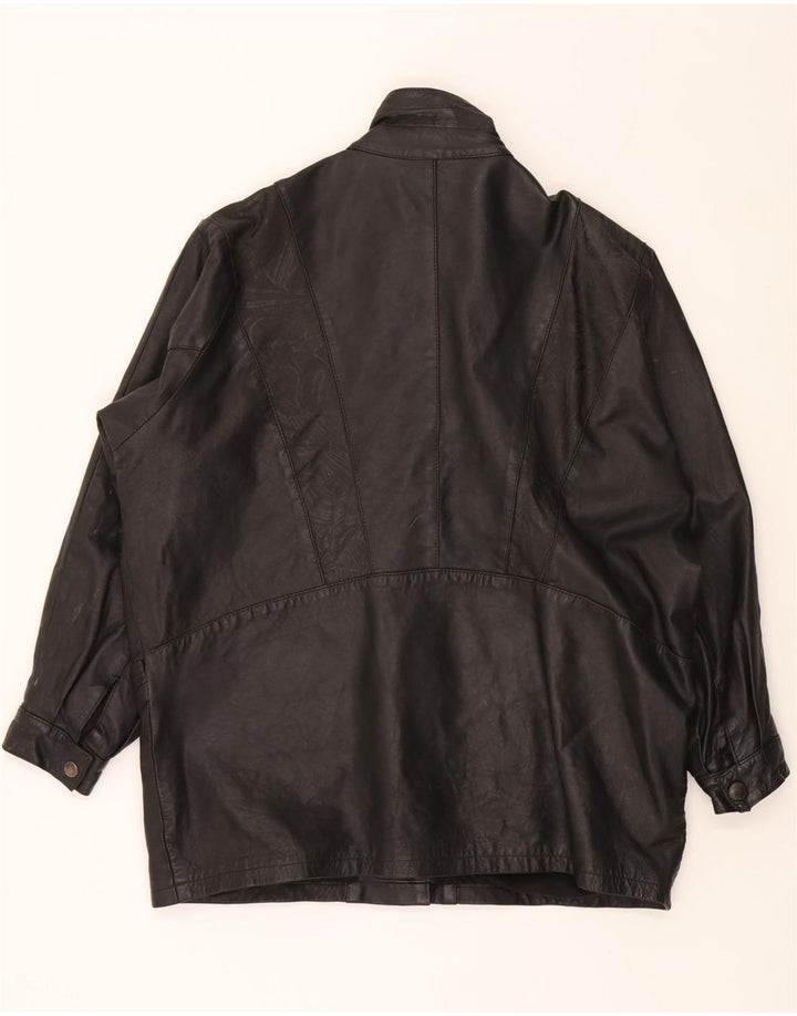 SARDAR Womens Leather Overcoat UK 22 3XL Black Patchwork Leather Vintage Sardar and Second-Hand Sardar from Messina Hembry 