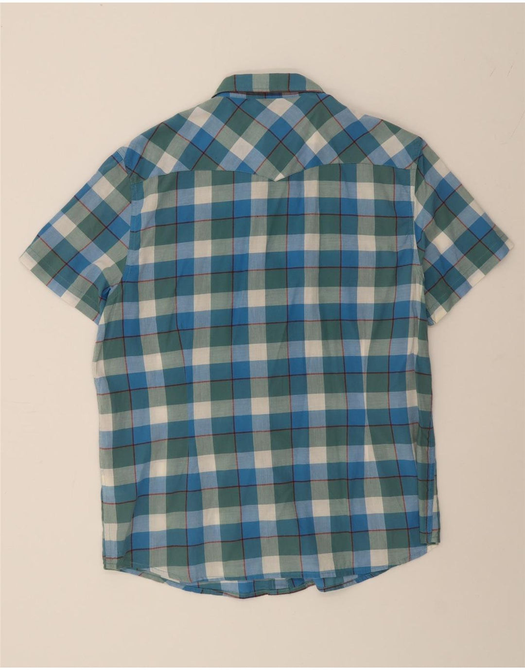 LEE Mens Slim Fit Short Sleeve Shirt 2XL Blue Check Cotton Vintage Lee and Second-Hand Lee from Messina Hembry 