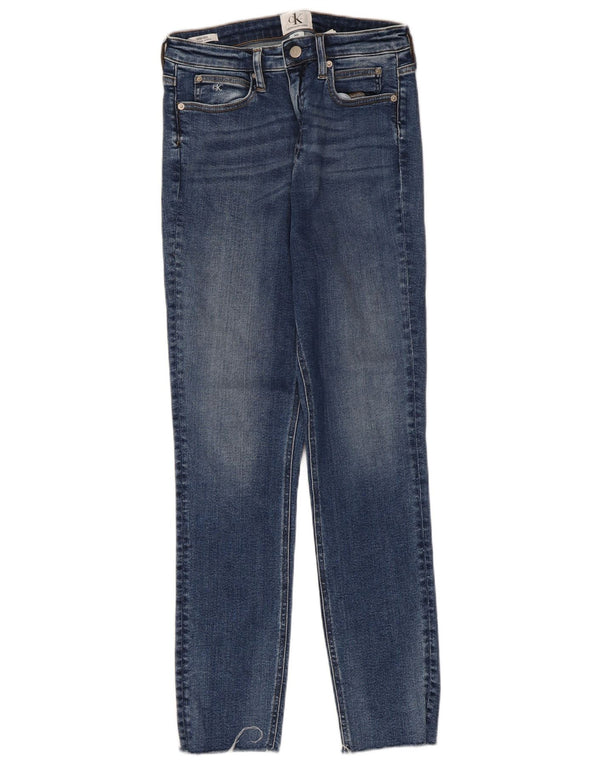 Calvin Klein Womens High Rise Skinny Jeans W30 L28 Blue Cotton