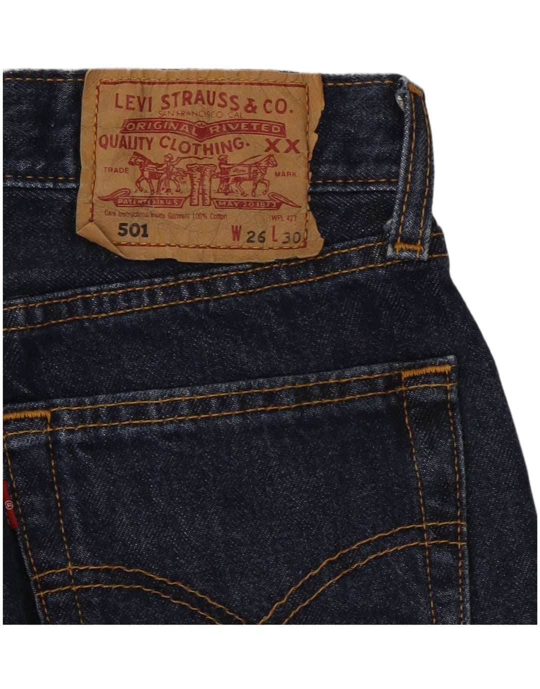 Levi's Womens 501 Straight Jeans W26 L30 Navy Blue