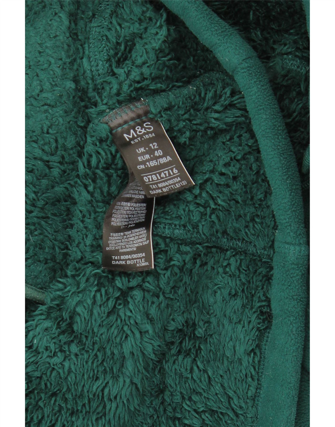 Marks & Spencer Womens Fleece Jacket UK 12 Medium Green Polyester