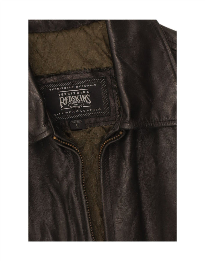 REDSKINS Mens Leather Jacket UK 40 Large Black Leather Vintage Redskins and Second-Hand Redskins from Messina Hembry 