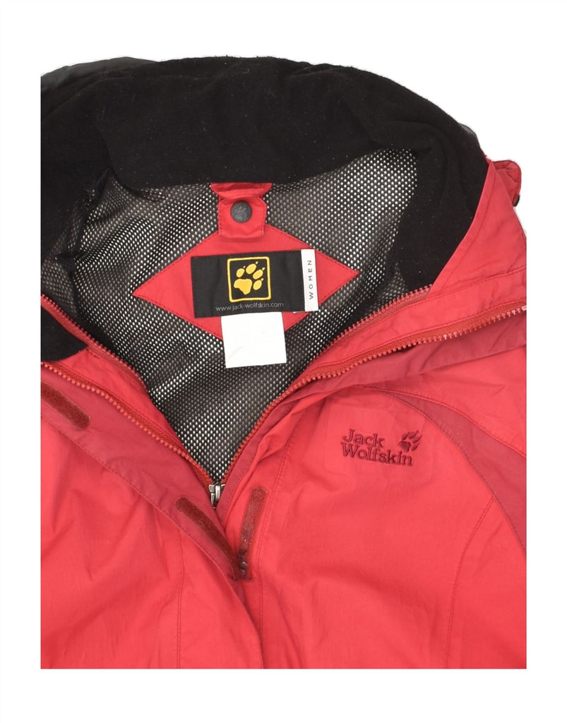 JACK WOLFSKIN Womens Hooded Windbreaker Jacket UK 14 Medium Red | Vintage Jack Wolfskin | Thrift | Second-Hand Jack Wolfskin | Used Clothing | Messina Hembry 