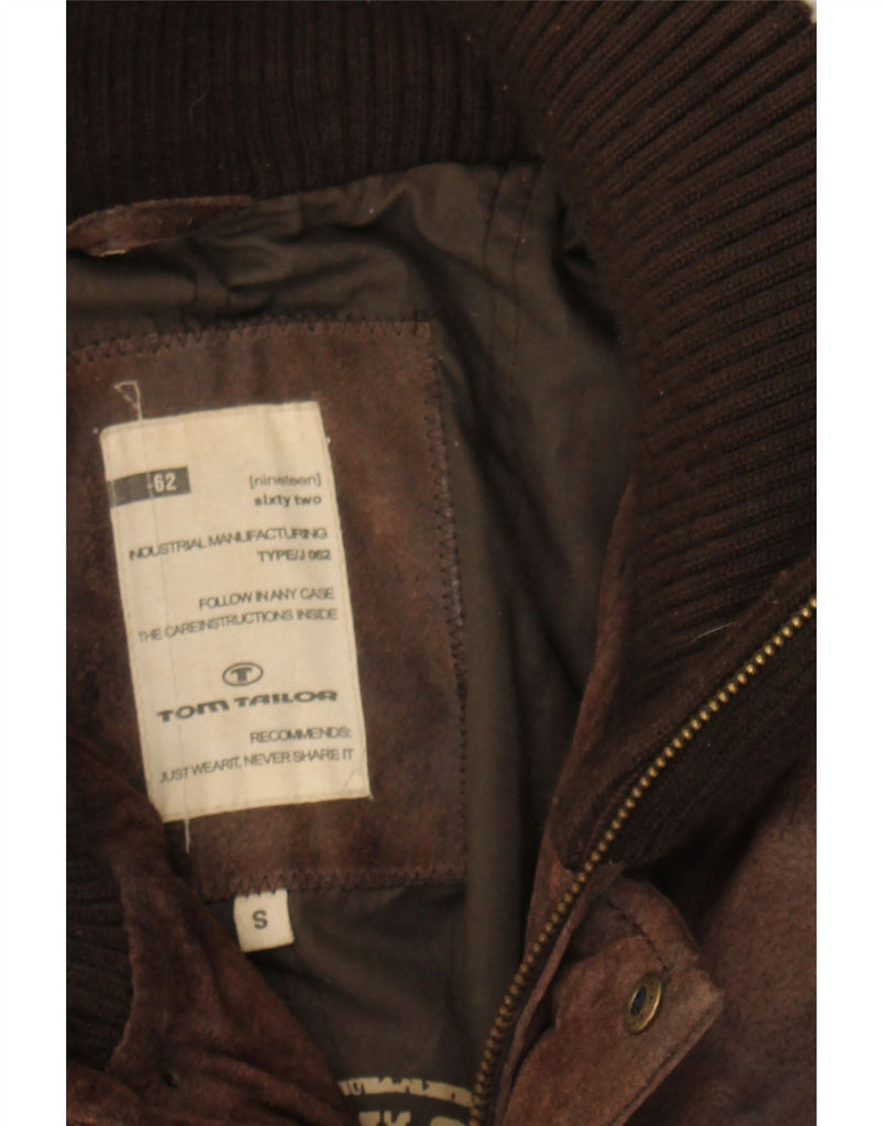 TOM TAILOR Mens Graphic Suede Jacket UK 36 Small Brown Leather Vintage Tom Tailor and Second-Hand Tom Tailor from Messina Hembry 