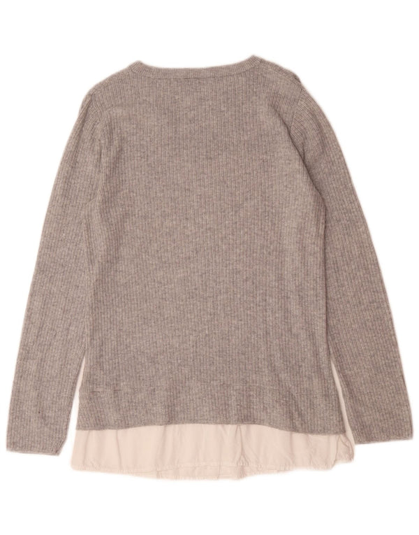 Topshop Womens Tall Boat Neck Jumper Sweater UK 10 Small Grey Colourblock