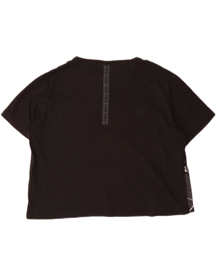 PUMA Womens Crop Graphic T-Shirt Top UK 14 Medium  Black Geometric Vintage Puma and Second-Hand Puma from Messina Hembry 