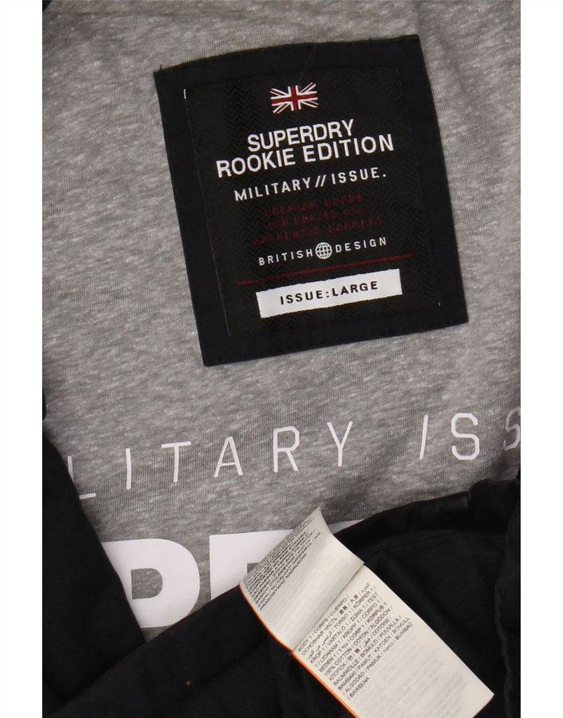 SUPERDRY Mens Military Jacket UK 40 Large Navy Blue Cotton Vintage Superdry and Second-Hand Superdry from Messina Hembry 