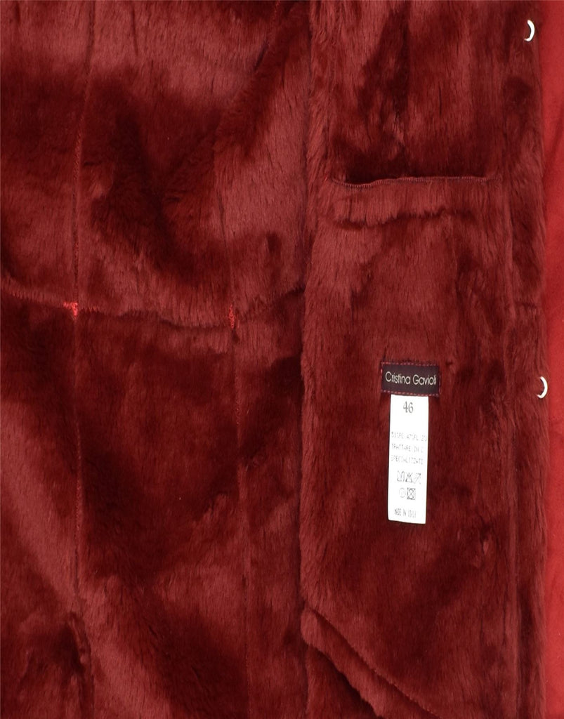 CRISTINA GAVIOLI Womens Faux Shearling Overcoat IT 46 Large Red Polyester | Vintage | Thrift | Second-Hand | Used Clothing | Messina Hembry 