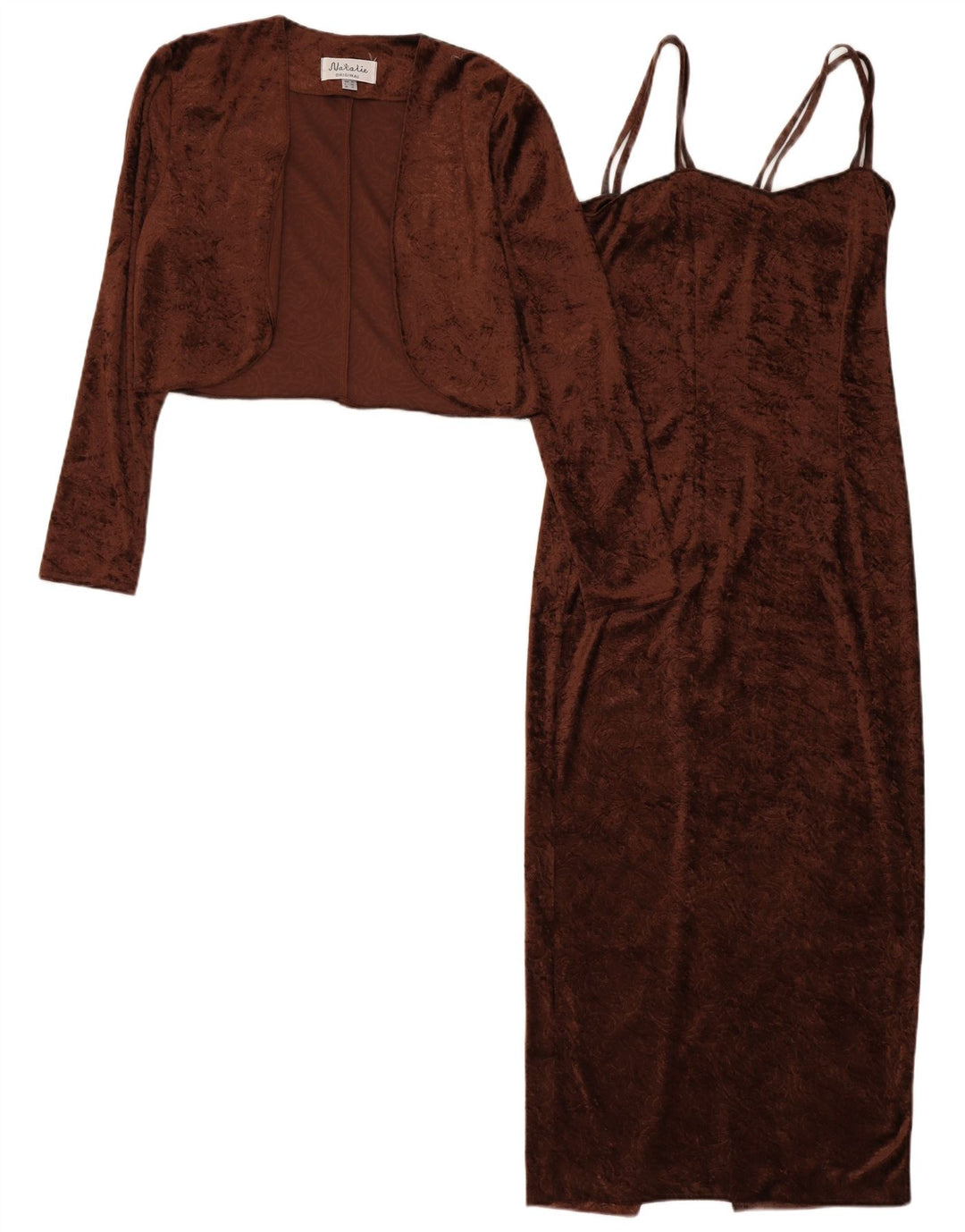 Vintage Womens Velvet 2 Piece Set UK 12 Medium  Brown Paisley