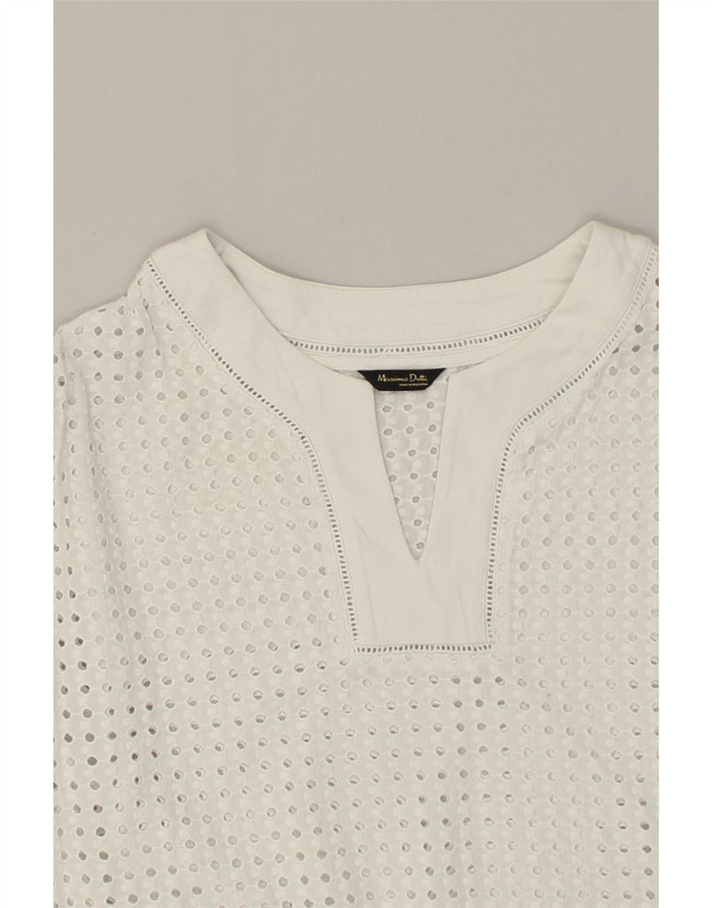 MASSIMO DUTTI Womens See Through Blouse Top UK 14 Medium White | Vintage Massimo Dutti | Thrift | Second-Hand Massimo Dutti | Used Clothing | Messina Hembry 