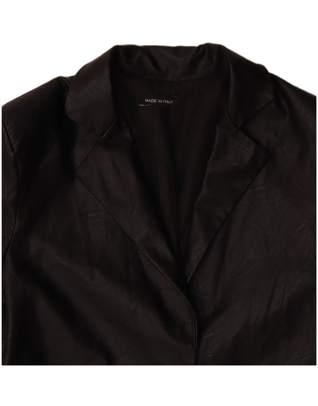 VINTAGE Womens 1 Button Faux Leather Blazer Jacket UK 12 Medium Black