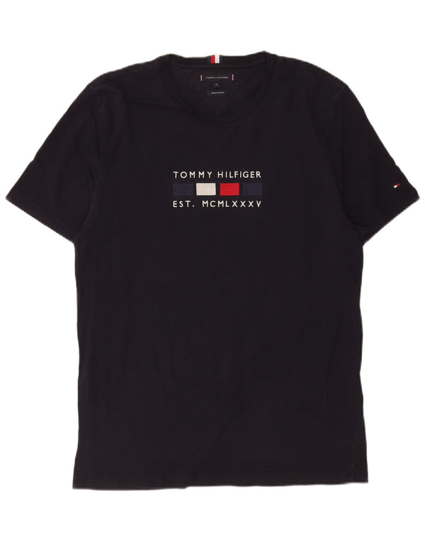 Tommy Hilfiger Mens Graphic T-Shirt Top XL Navy Blue Cotton